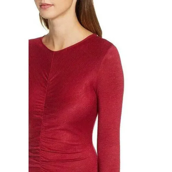 Leith Women's Ruched Front Dress In Red Rumba Size S - Picture 6 of 6
